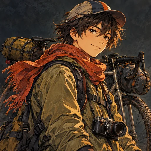 主人公の自転車旅行者